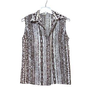 Vintage Hawaiian Shirt XL Sleeveless Dagger Collar Polynesian Tribal Bark Cloth